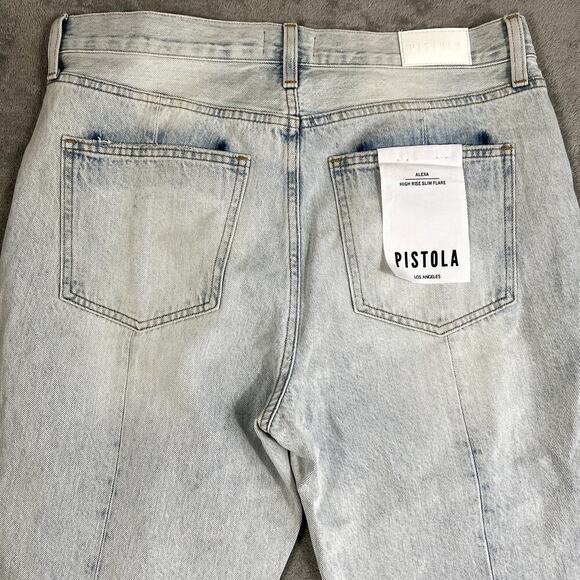 Pistola Revolve Alexa Jeans Women's 31 High Rise Flare Raw Split Hem NWT - Picture 6 of 14